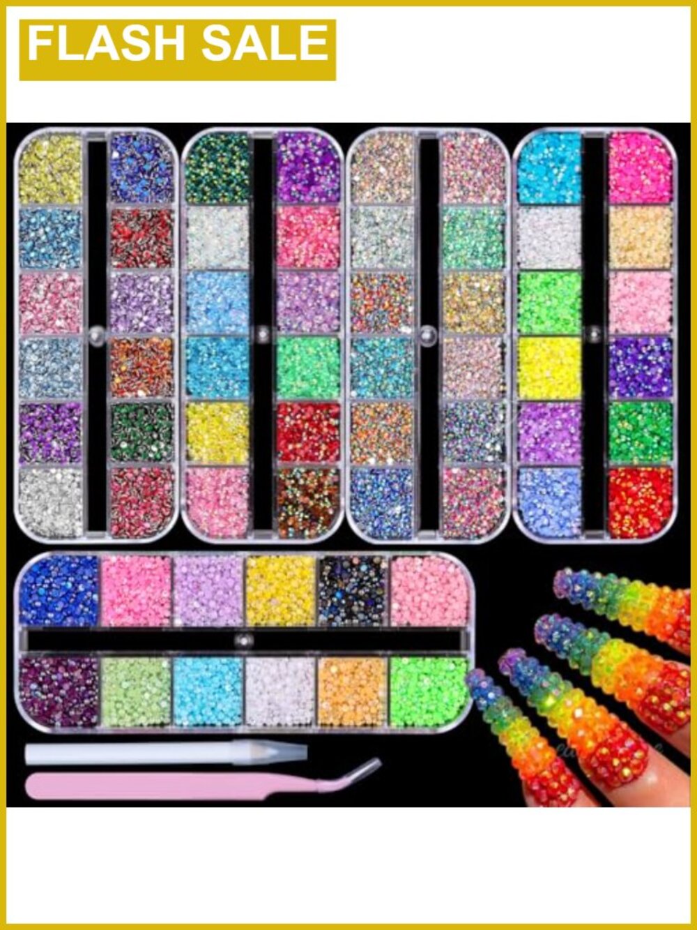 20000pcs 2mm Resin Nail Rhinestones with Tweezers for DIY Manicure Craft